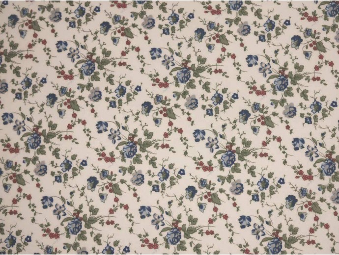 Printed Cotton Poplin Fabric - Blue Rosa